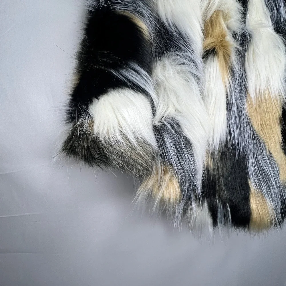 Nicole Miller Faux Fur Christmas Tree Skirt Cape Multicolor‎ Calico Holiday